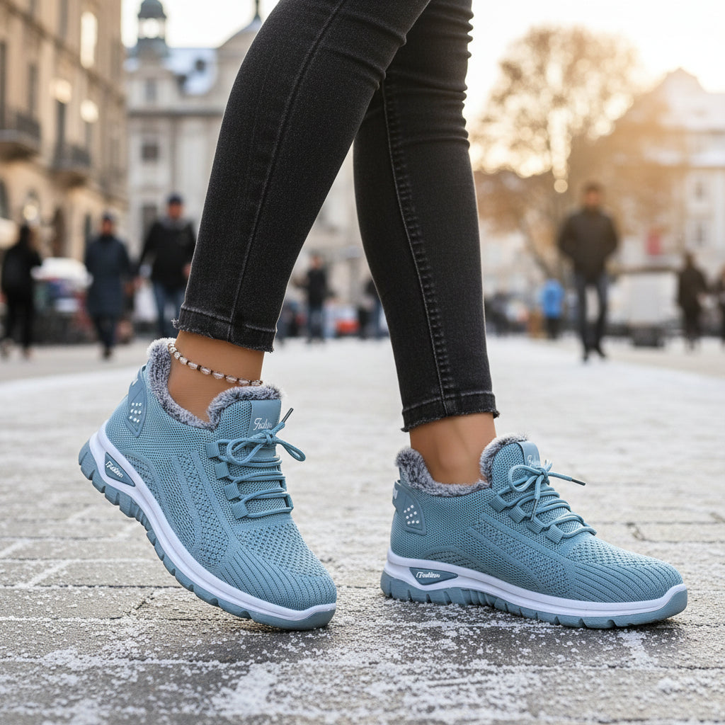 Women's Winter Boots Plush Fleece-Lined Ankle Boots Lace-Up Closure-B Unique Fashions