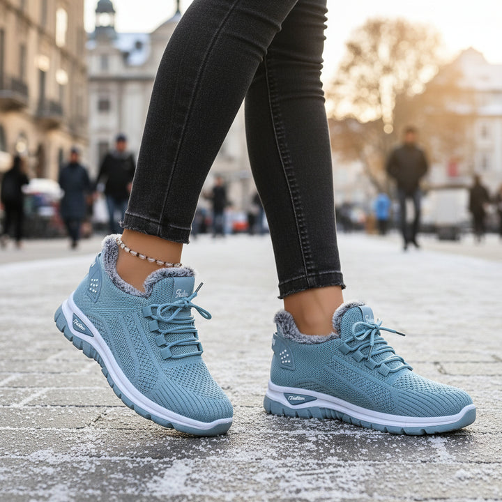 Women's Winter Boots Plush Fleece-Lined Ankle Boots Lace-Up Closure-B Unique Fashions