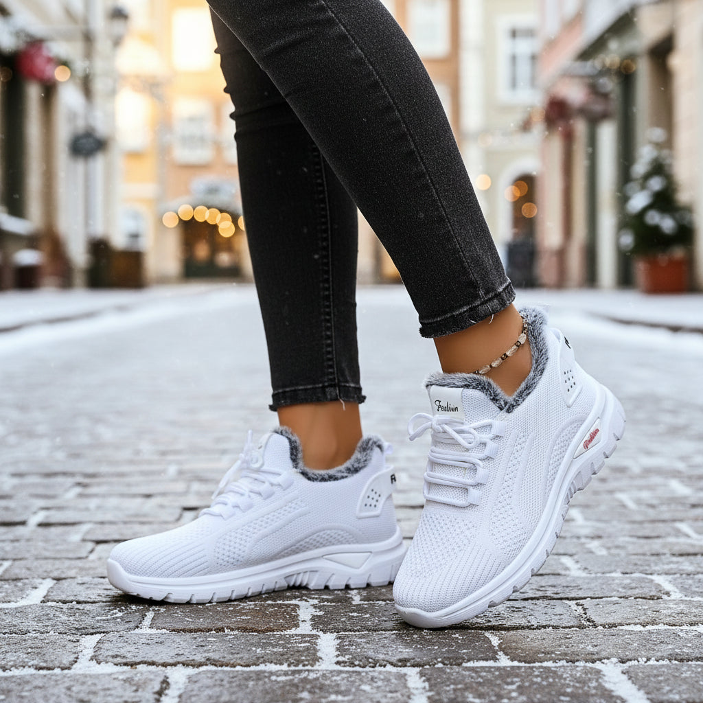 Women's Winter Boots Plush Fleece-Lined Ankle Boots Lace-Up Closure-B Unique Fashions