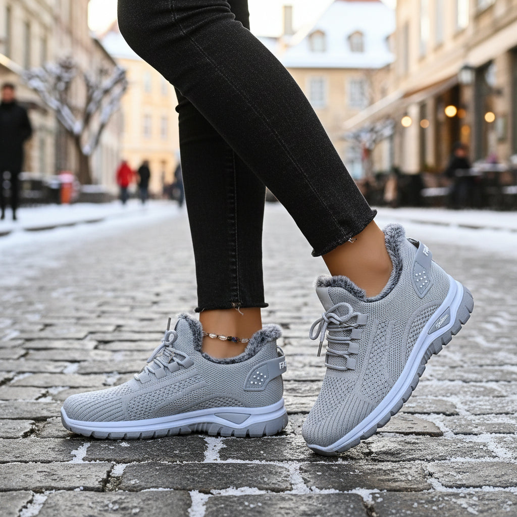 Women's Winter Boots Plush Fleece-Lined Ankle Boots Lace-Up Closure-B Unique Fashions