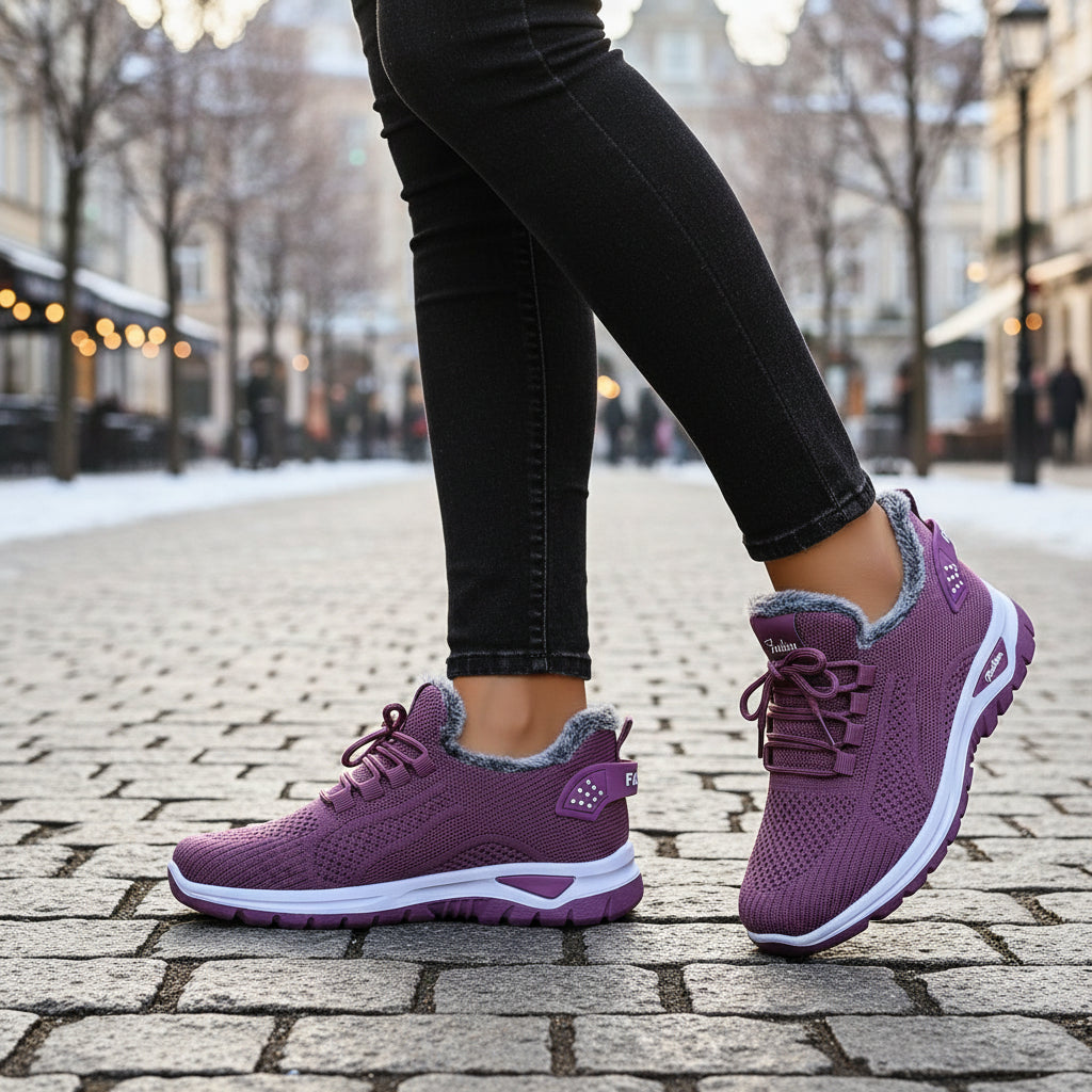 Women's Winter Boots Plush Fleece-Lined Ankle Boots Lace-Up Closure-B Unique Fashions