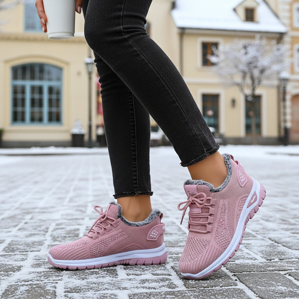 Women's Winter Boots Plush Fleece-Lined Ankle Boots Lace-Up Closure-B Unique Fashions