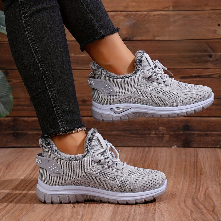 Women's Winter Boots Plush Fleece-Lined Ankle Boots Lace-Up Closure-B Unique Fashions