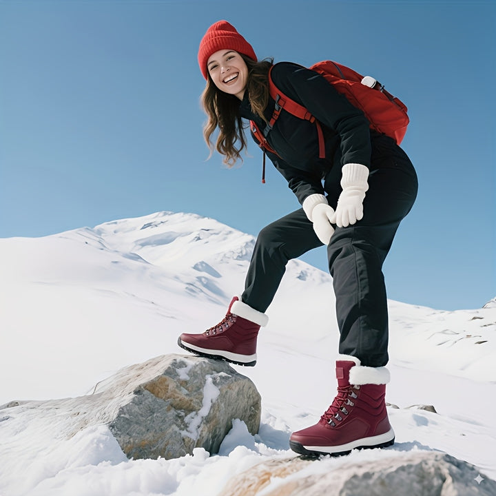 Women's Winter Snow Boots High-Top Hiking Boots Non-Slip Sole-B Unique Fashions