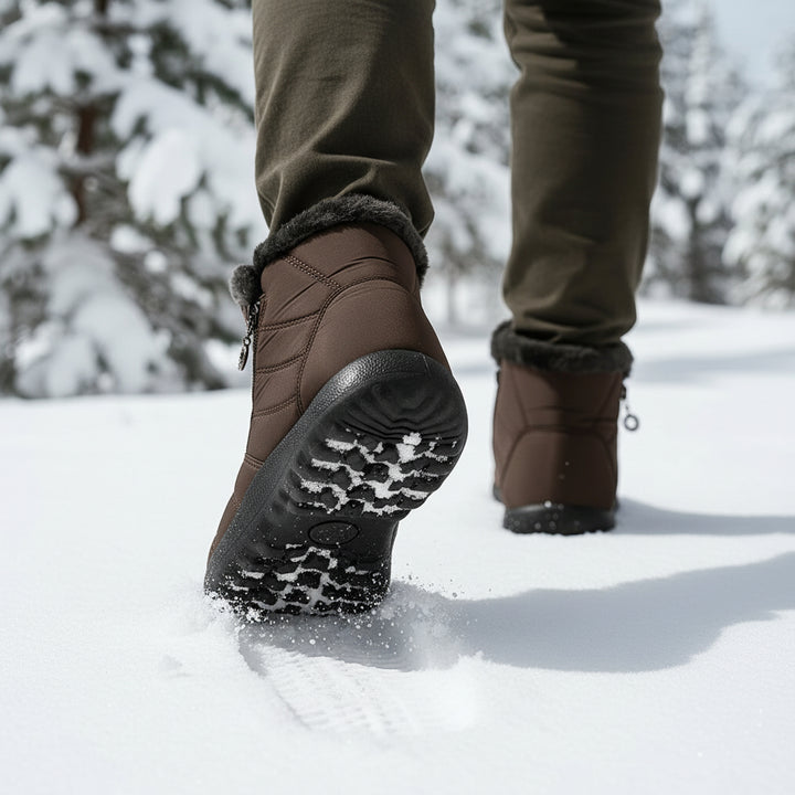 Women's Winter Snow Boots Zip Round-Toe Flat Outdoor Footwear-B Unique Fashions