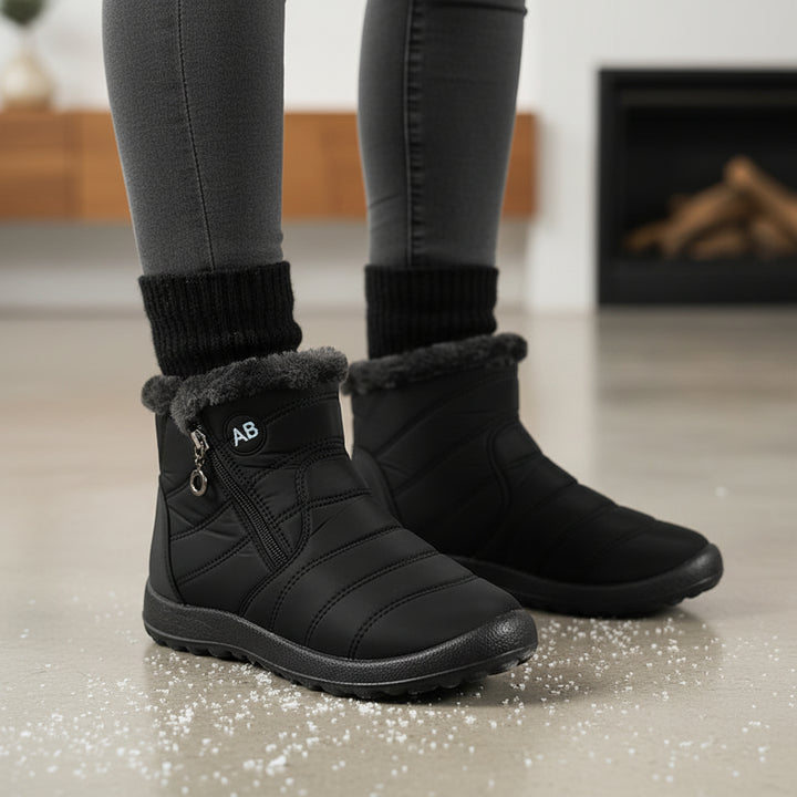 Women's Winter Snow Boots Zip Round-Toe Flat Outdoor Footwear-B Unique Fashions