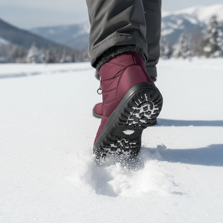 Women's Winter Snow Boots Zip Round-Toe Flat Outdoor Footwear-B Unique Fashions