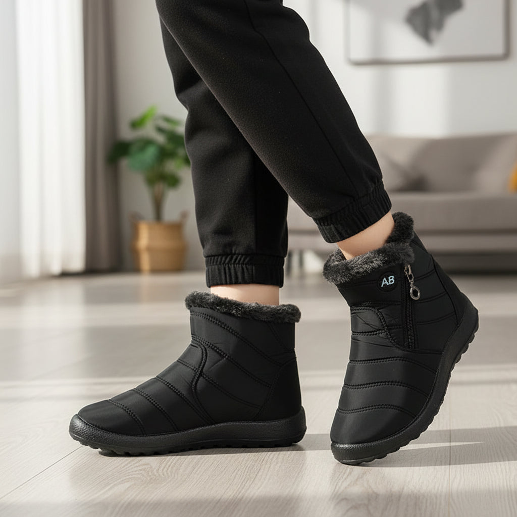 Women's Winter Snow Boots Zip Round-Toe Flat Outdoor Footwear-B Unique Fashions