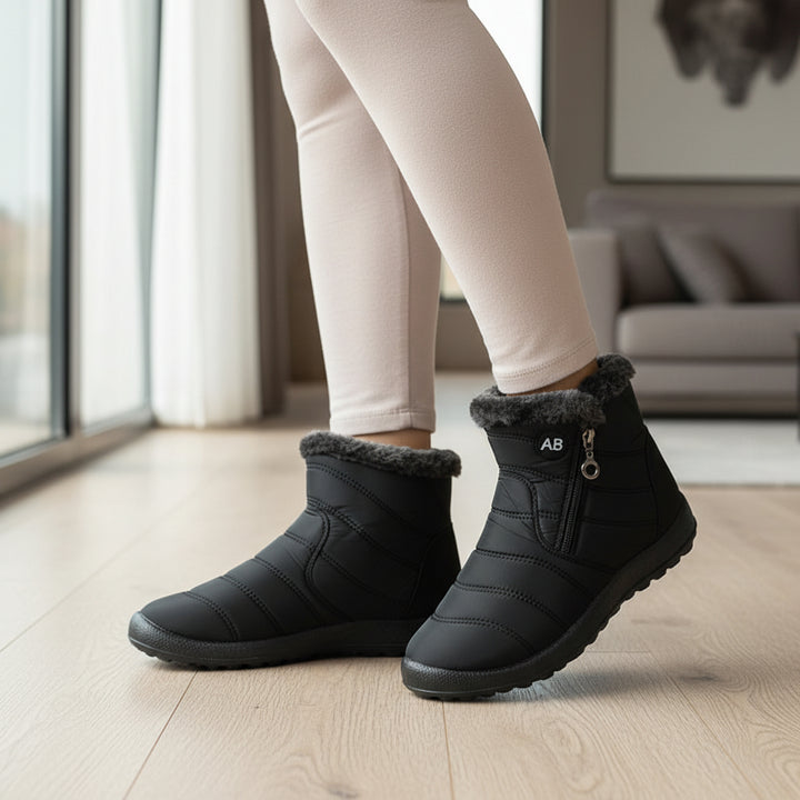 Women's Winter Snow Boots Zip Round-Toe Flat Outdoor Footwear-B Unique Fashions