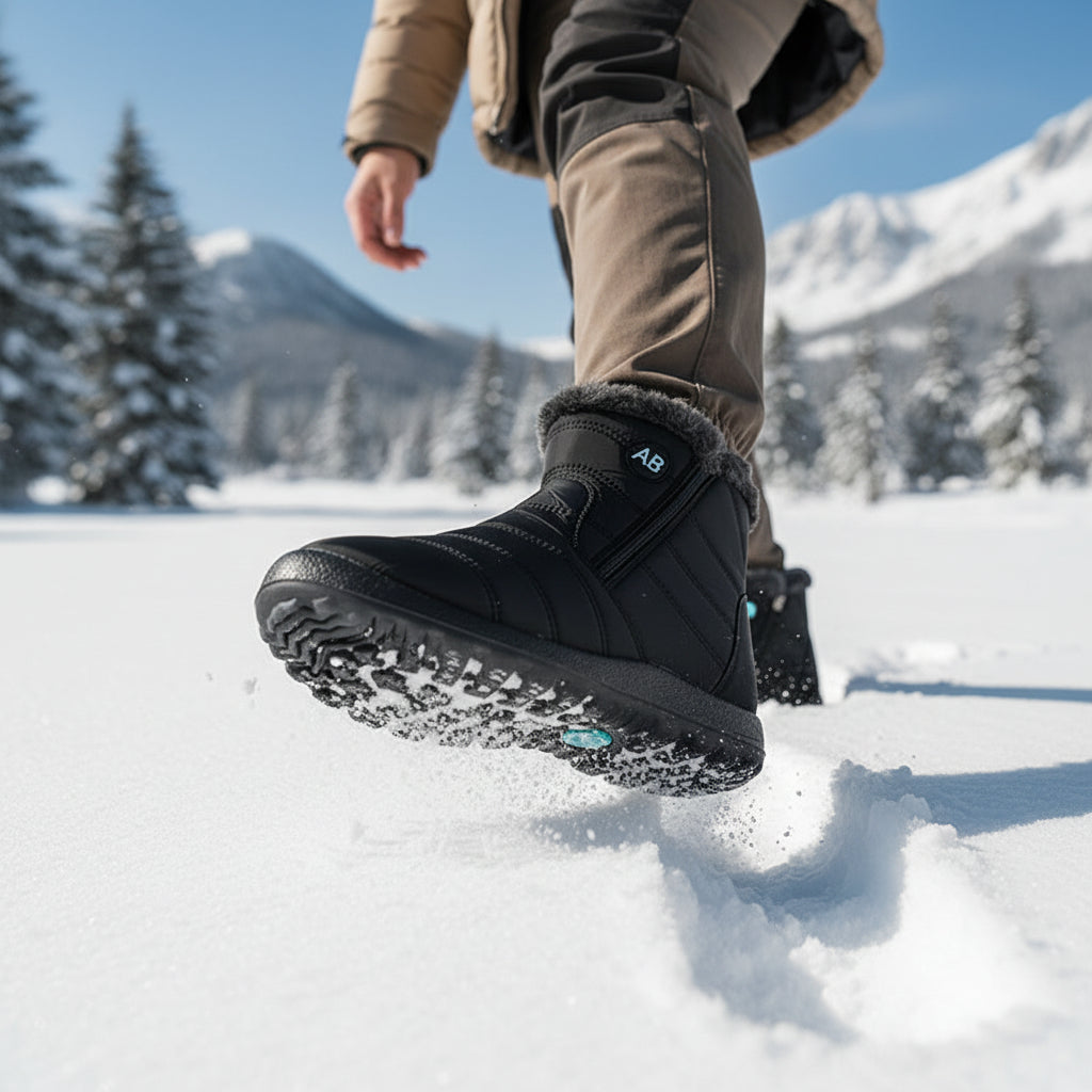 Women's Winter Snow Boots Zip Round-Toe Flat Outdoor Footwear-B Unique Fashions