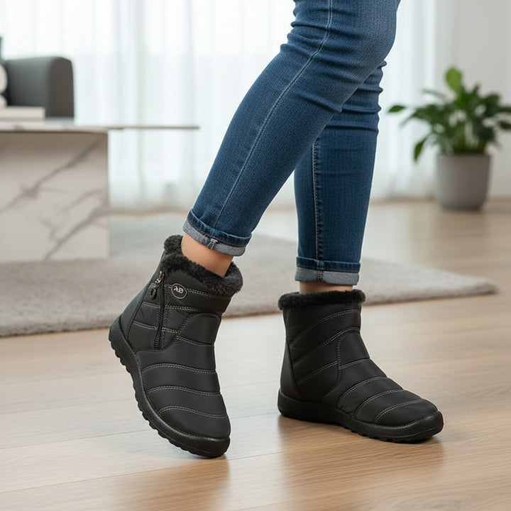 Women's Winter Snow Boots Zip Round-Toe Flat Outdoor Footwear-B Unique Fashions