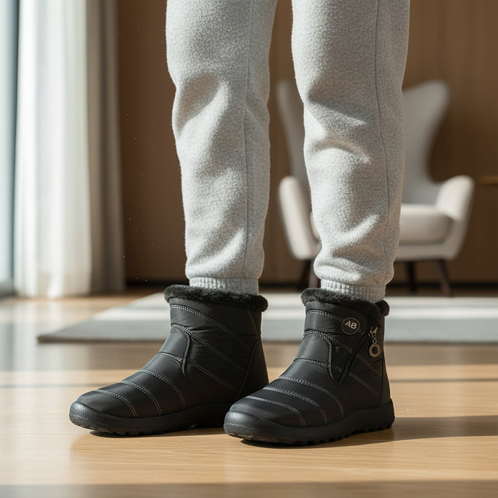 Women's Winter Snow Boots Zip Round-Toe Flat Outdoor Footwear-B Unique Fashions