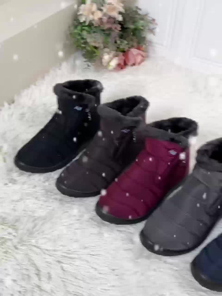 Women's Winter Snow Boots Zip Round-Toe Flat Outdoor Footwear-B Unique Fashions