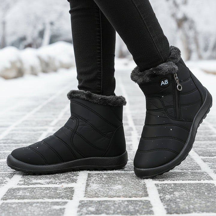 Women's Winter Snow Boots Zip Round-Toe Flat Outdoor Footwear-B Unique Fashions