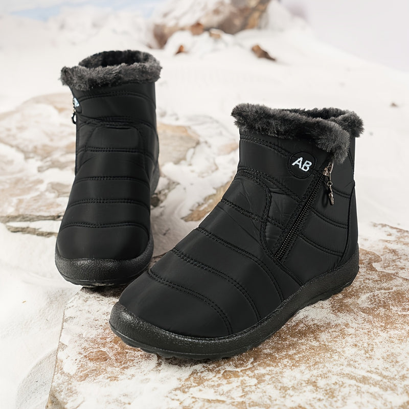 Women's Winter Snow Boots Zip Round-Toe Flat Outdoor Footwear-B Unique Fashions