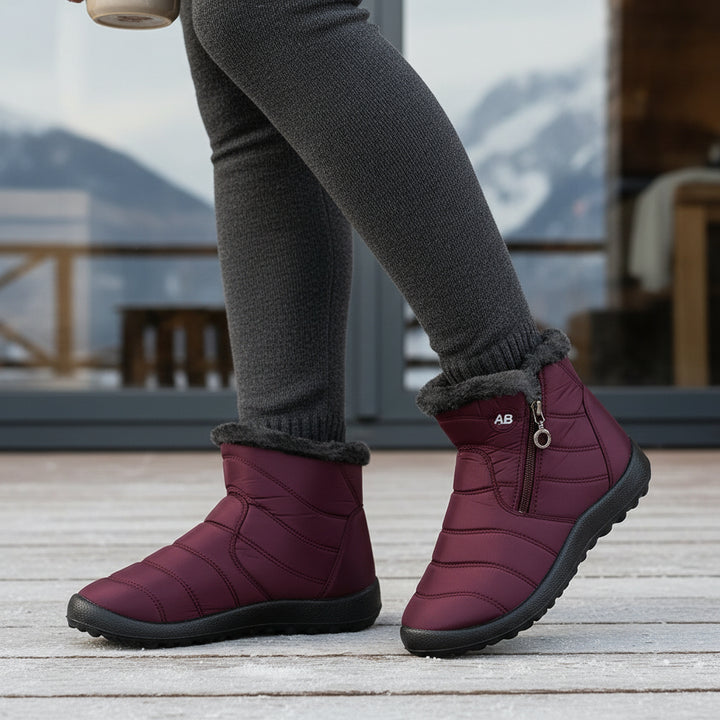 Women's Winter Snow Boots Zip Round-Toe Flat Outdoor Footwear-B Unique Fashions