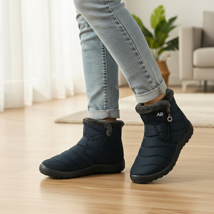 Women's Winter Snow Boots Zip Round-Toe Flat Outdoor Footwear-B Unique Fashions