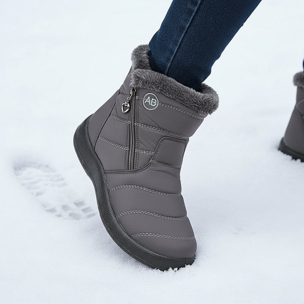 Women's Winter Snow Boots Zip Round-Toe Flat Outdoor Footwear-B Unique Fashions
