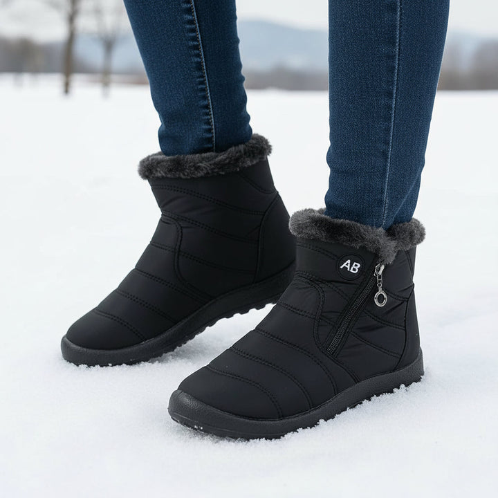 Women's Winter Snow Boots Zip Round-Toe Flat Outdoor Footwear-B Unique Fashions