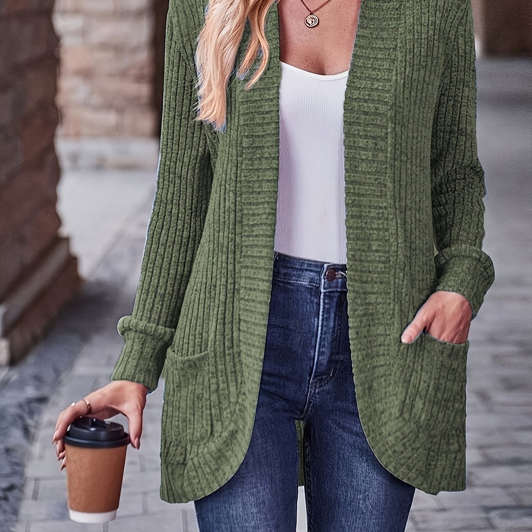 Elegant Loose Casual Long Sleeve Blouse with Pocket Splicing