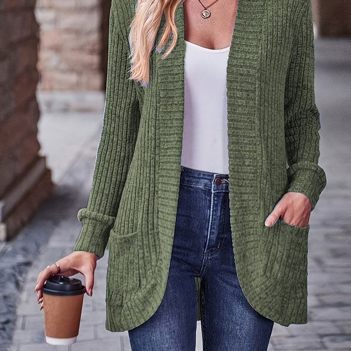 Elegant Loose Casual Long Sleeve Blouse with Pocket Splicing