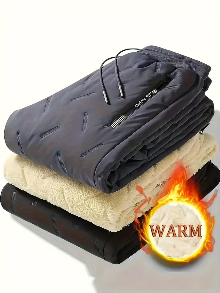 Men's Winter Casual Straight-Leg Jogger Pants with Drawstring