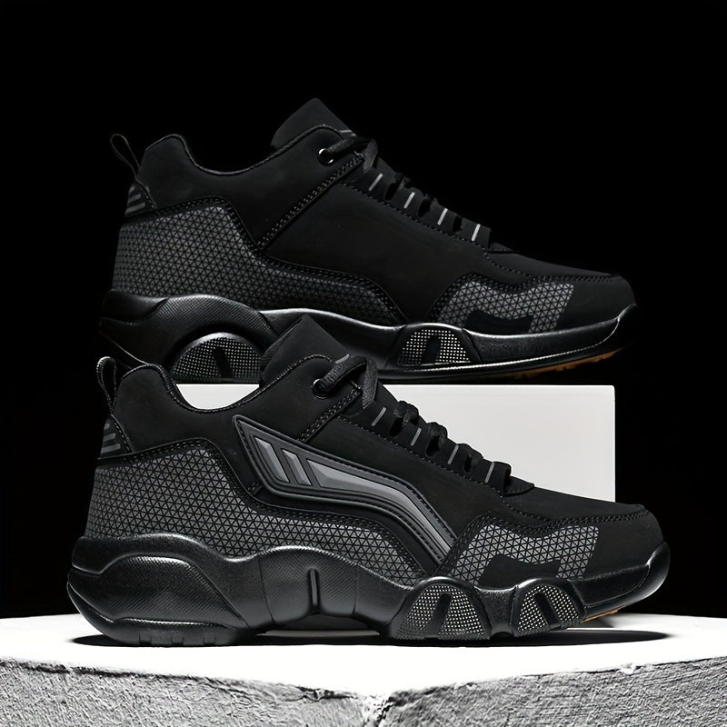 Men's Lace-Up Sneakers Thick Cushioned Platform Non-Slip Rubber Sole