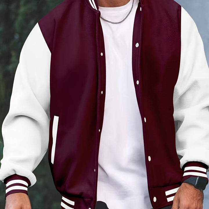 Men's Casual Baseball Jacket Spring Autumn Fashion Button Collar