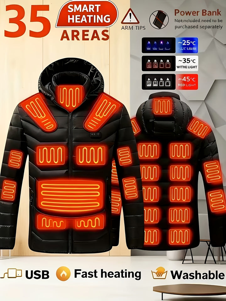 Smart Heated Jacket for Men and Women, Hooded Long Sleeve Outerwear