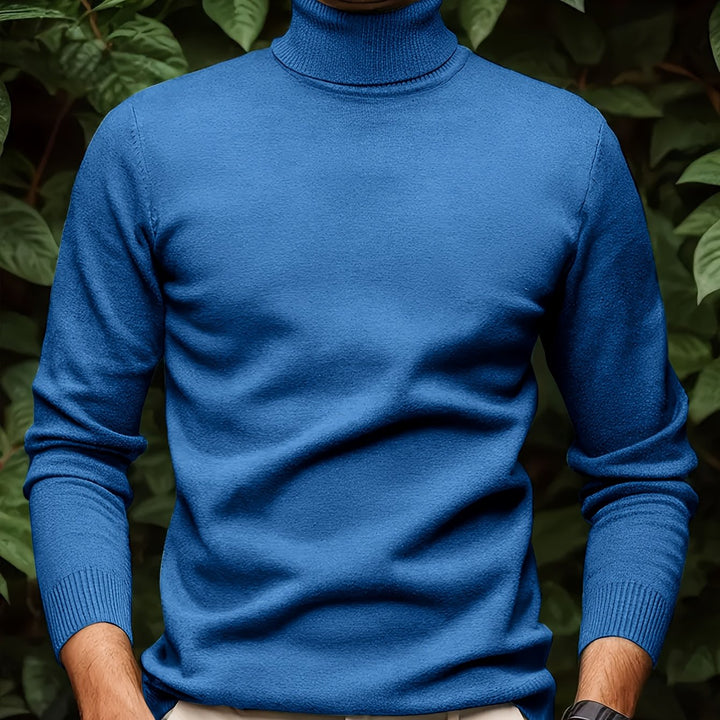 Men's Pullover Knit Sweater with Turn-Collar Autumn-Winter Style