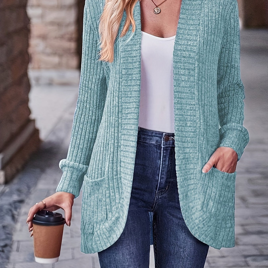 Elegant Loose Casual Long Sleeve Blouse with Pocket Splicing
