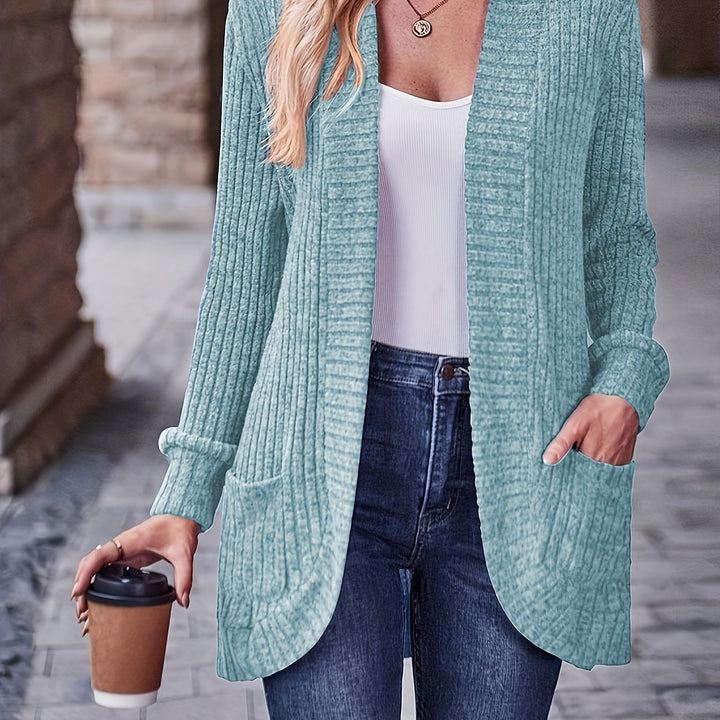 Elegant Loose Casual Long Sleeve Blouse with Pocket Splicing