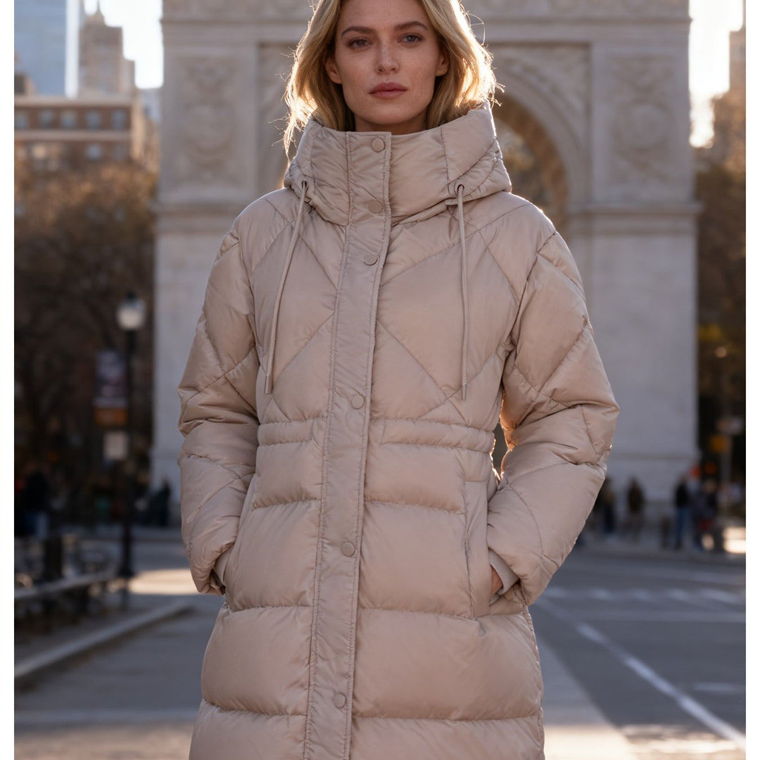 Women's Down Coat with Hood for Winter Warmth