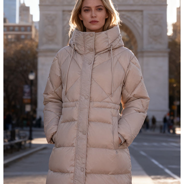 Women's Down Coat with Hood for Winter Warmth