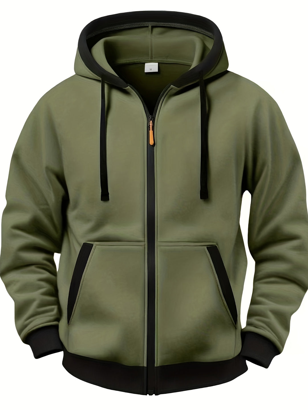 Men's Casual Color Block Hoodie with Zipper Closure Long Sleeve Sweatshirt
