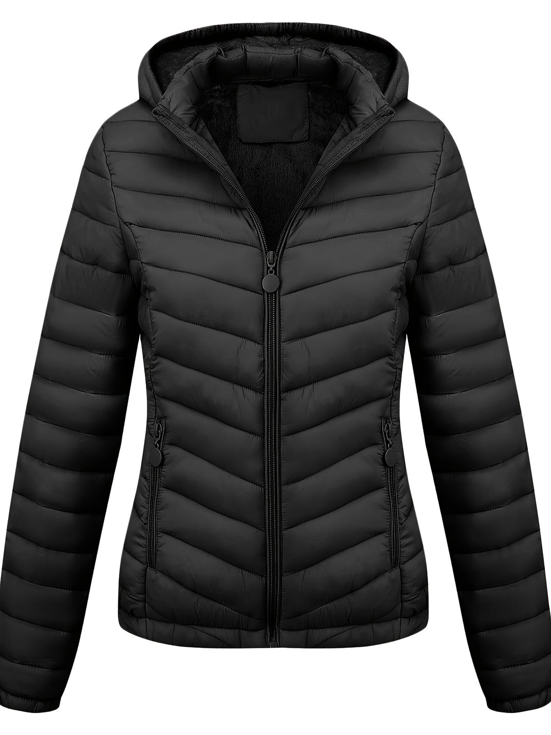 Women's Hooded Padded Coat with Pockets for Autumn Winter Fashion