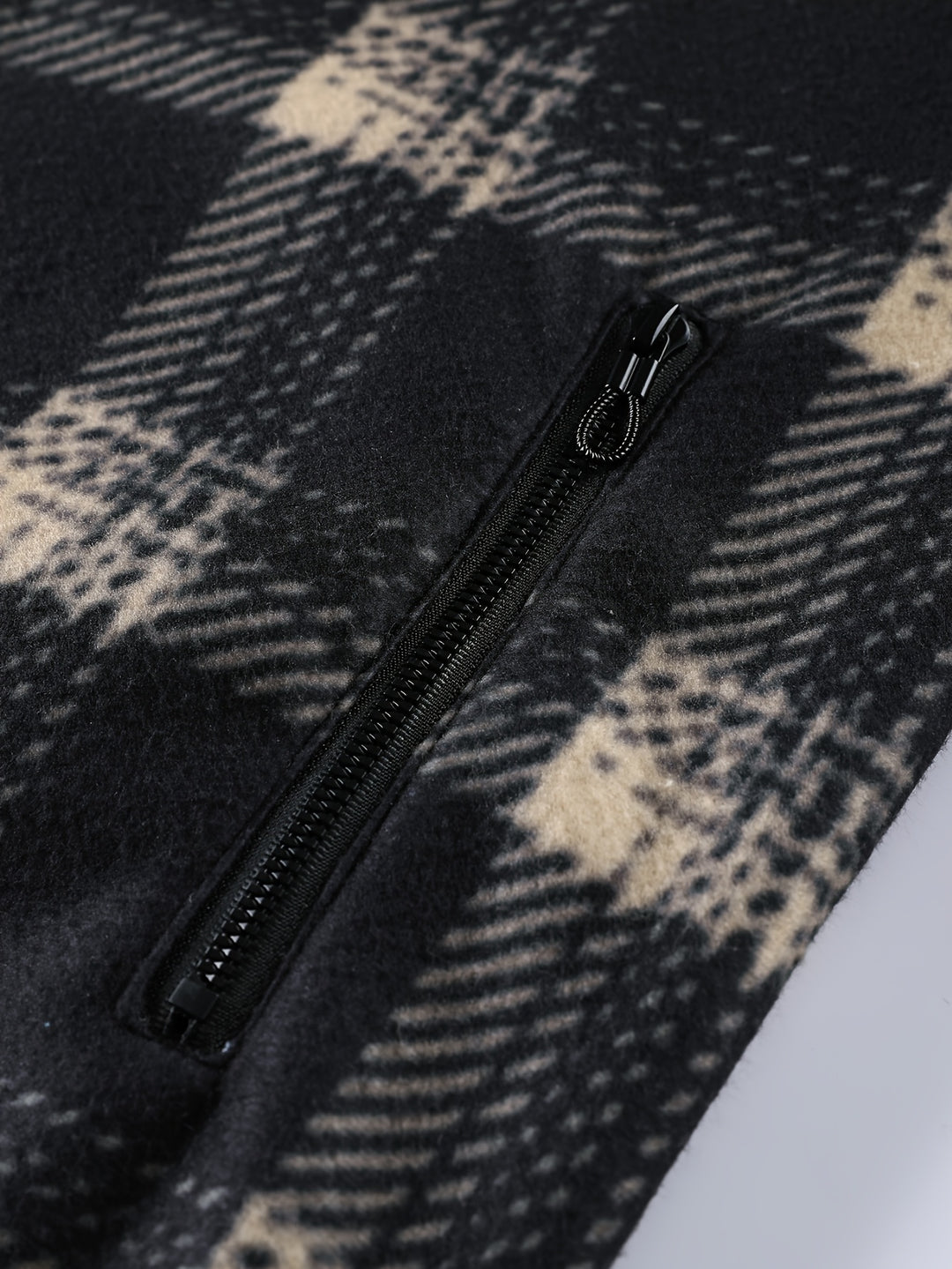Men's Plaid Fleece-Lined Zip-Up Cardigan with Hood and Pockets