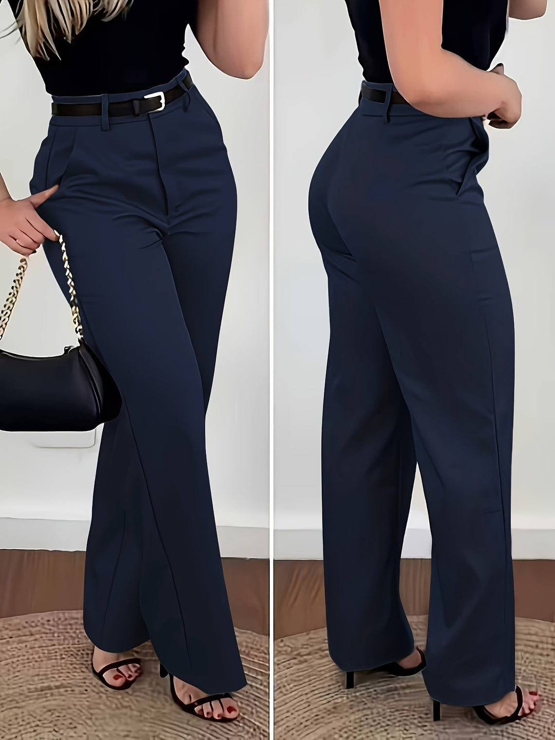 Fashionable Vintage Women's Suit Pants Straight-Leg Trousers