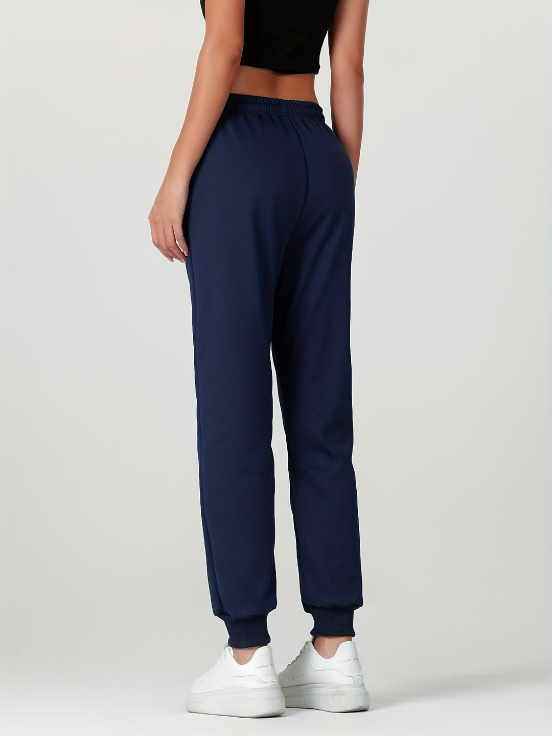 Women's Warm Casual Joggers with Elastic Waistband and Zippered Pockets