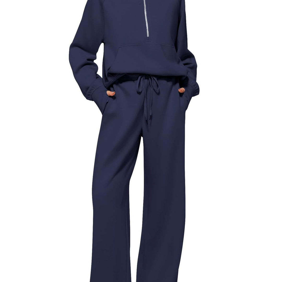 Women's Oversized Half-Zip Sweatshirt and Wide Leg Sweatpants Set