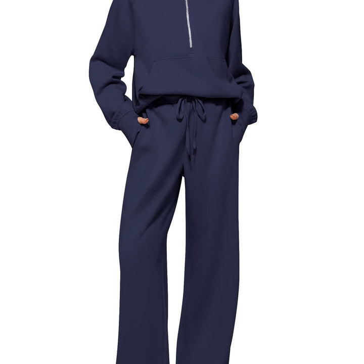 Women's Oversized Half-Zip Sweatshirt and Wide Leg Sweatpants Set