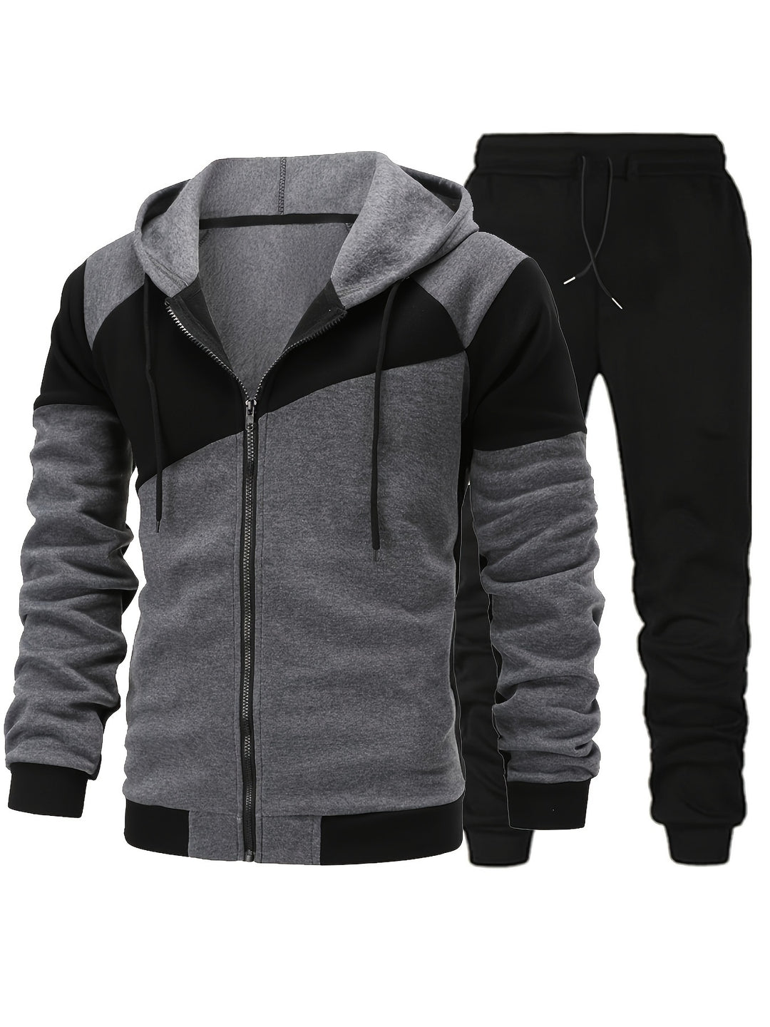 Men's Sports Set - Long Sleeve Hooded Jacket and Jogging Pants