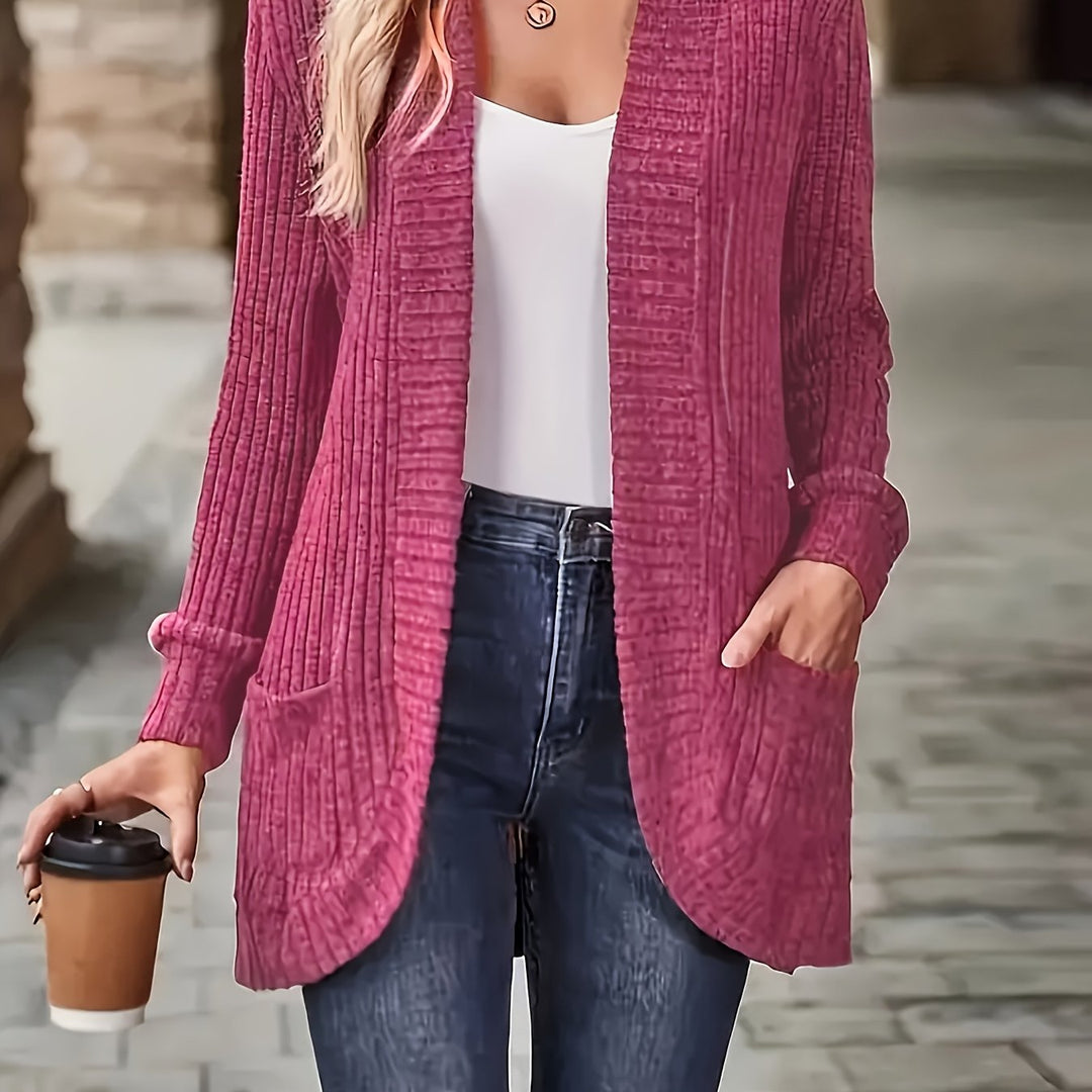 Elegant Loose Casual Long Sleeve Blouse with Pocket Splicing