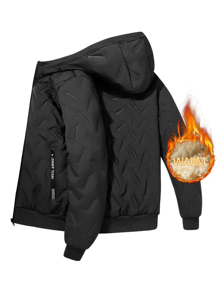 Men's Hooded Fleece Jacket Padded Coat Warm Fashionable