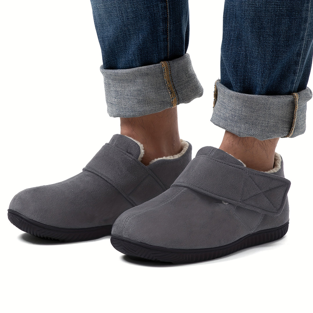 Men's Adjustable Strap Memory Foam Home Shoes with Non-Slip Soles