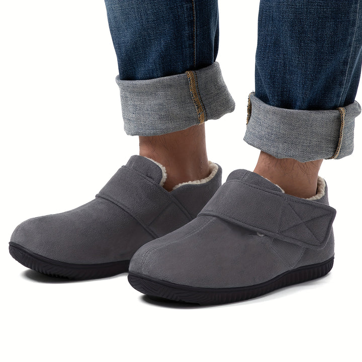 Men's Adjustable Strap Memory Foam Home Shoes with Non-Slip Soles