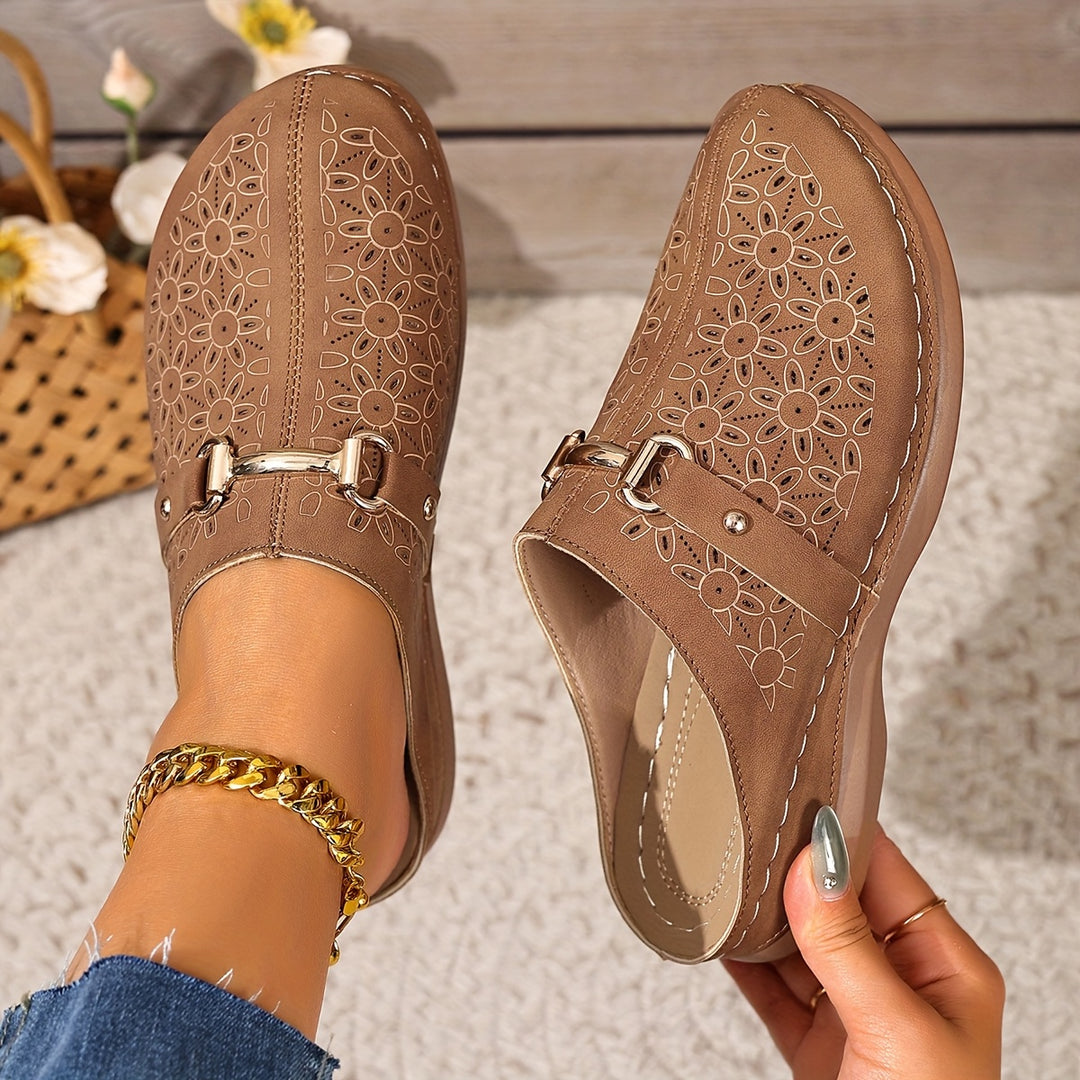 Bohemian Style Women's Mules Casual Mid-Heel Thick-Soled Shoes