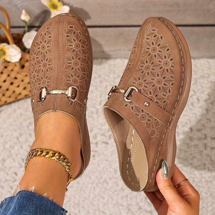 Bohemian Style Women's Mules Casual Mid-Heel Thick-Soled Shoes