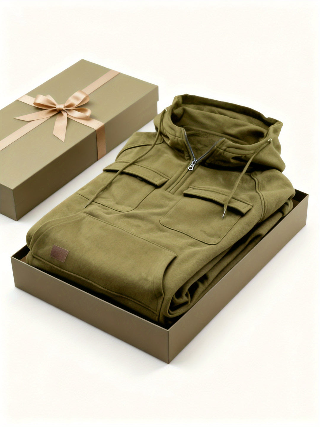 Men's Quarter Zip Hoodie Loose Fit Multi Pocket Sports Tactical