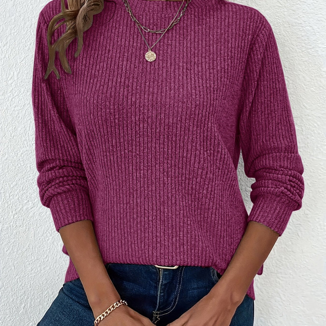 Women's Ribbed Pullover Tunic Long Sleeve Top